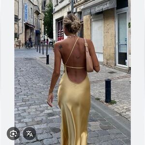 - zara slip backless dress with slit in front